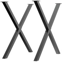 HOMCOM Lot de 2 pieds de table en acier forme en croix - 72H cm - design industriel
