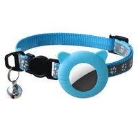 Collier Ajustable pour Chat et Chien avec protection en silicone pour Apple AirTag Tracker - Bleu
