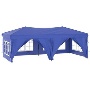 TONNELLE - BARNUM Tente de réception pliable avec parois Bleu 3x6 m-