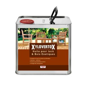 TRAITEMENT MEUBLE BOIS XYLOVERTOX- Huile pour teck & bois exotiques- Nourrit protège et entretient- Huile 100% naturelle- 2,5L- Fabriqué en France