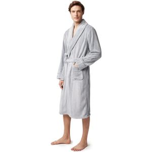 Hommes col châle Super Doux Wrap Ceinture Corail Robe de chambre en polaire à capuche SPA Peignoir Hommes col châle Super Doux Wrap Ceinture Corail Robe de chambre en polaire à capuche SPA Peignoir