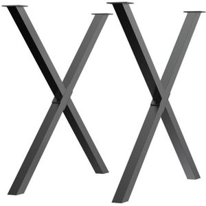 PIED DE TABLE HOMCOM Lot de 2 pieds de table en acier forme en croix - 72H cm - design industriel