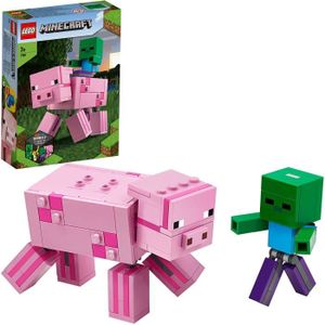ASSEMBLAGE CONSTRUCTION LEGO Minecraft Bigfigurine cochon et bebe zombie, 