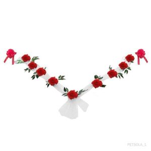 FLEUR ARTIFICIELLE Chuntin-Simulation Mariage Voiture Fleur Décoration Fleurs Artificielles Décoration de Voiture de Mariée Rose Fleur Rubans DIY Modè