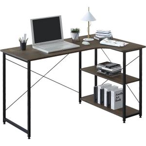 BUREAU  WOLTU Table de bureau en bois et acier,Table d'ordinateur,Table de Travail, Noir+Rouille - 120 x 74 x 71,5 cm
