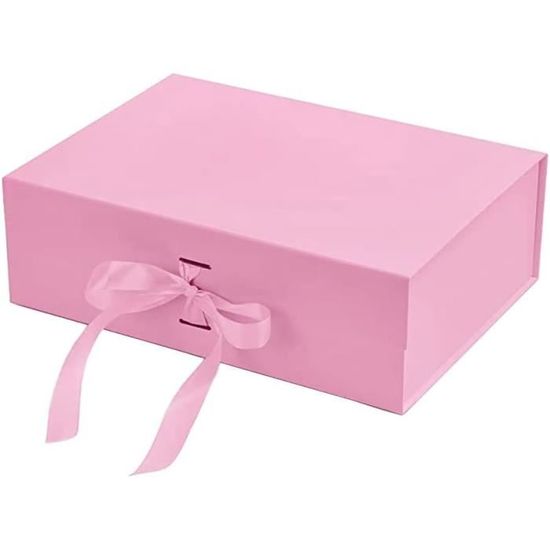 Rose Boite Cadeau Coffret Cadeau Magnétique Boite Papier Avec Ruban Grande  Boîte-Cadeau Pliante Présentation Anniversaire