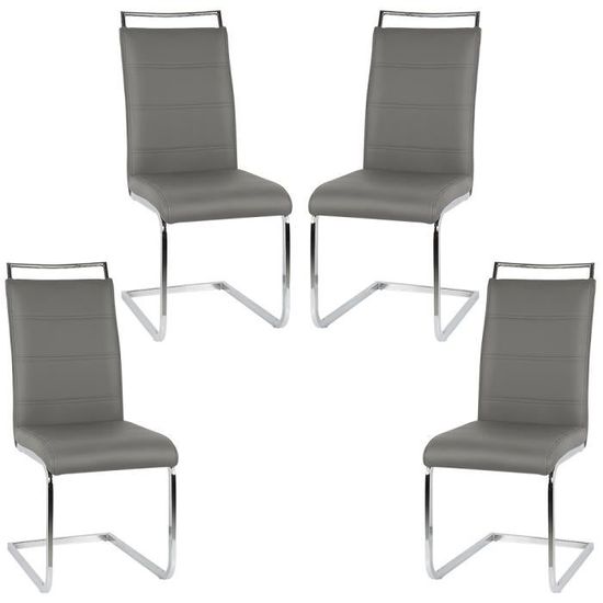 Lot de 4 chaises de salle à manger - Gris - Contemporain - Chaise de cuisine Moderne et élégant