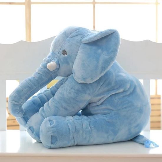Jouet en Peluche Éléphant Doux pour Bébé - Coussin Copains - Bleu - 60cm