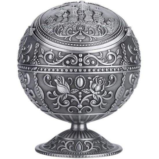 Cendrier Métal Avec Couvercle Motif éléphant - 10x10cm - Coupe-vent, Décoration Intérieur/extérieur - 12