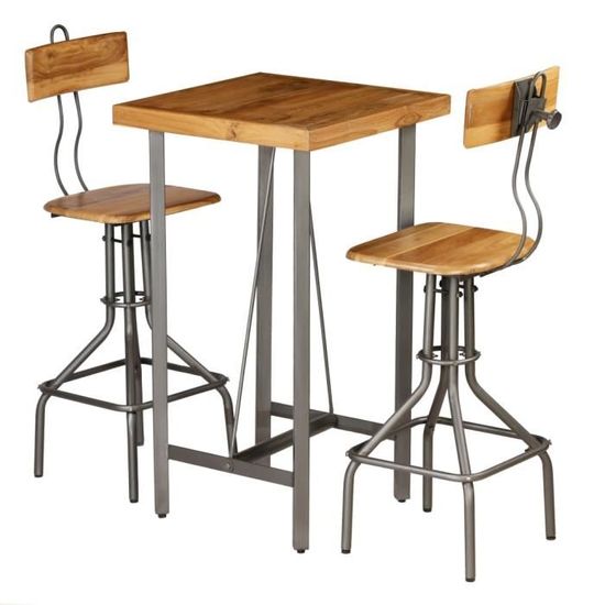 Ensemble Table et chaises de bar 3 pcs 1 Table et 2 Chaises L 60 x 41