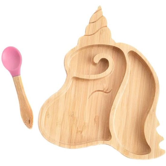 Set De Démarrage Sevrage Bébé - Assiette Ventouse éléphant + Bol Bambou + Cuillère Et Tasse Silicone