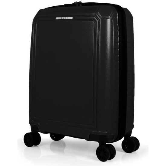 LYS Valise Cabine rigide noir 55cm ultra légère 4 Roues doublées ABS pour Toutes compagnies