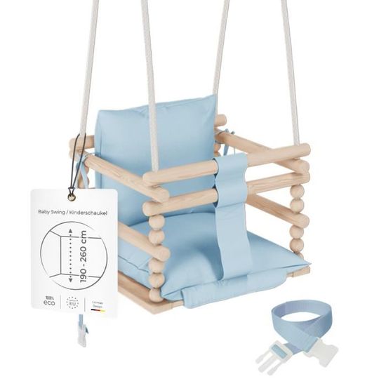 NATILU® Balançoire Bébé Set Interieur Extérieur En Bois | Ours Grey Velvet | Hauteur Réglable