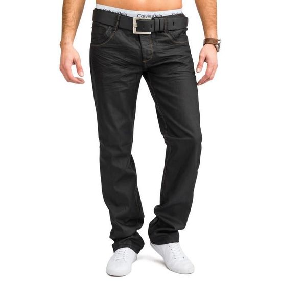 Hommes Coated Denim Pantalon noir brillant Coupe Slim Fit Jeans brillant Casual Hommes Coated Denim Pantalon noir brillant Coupe Slim Fit Jeans brillant Casual