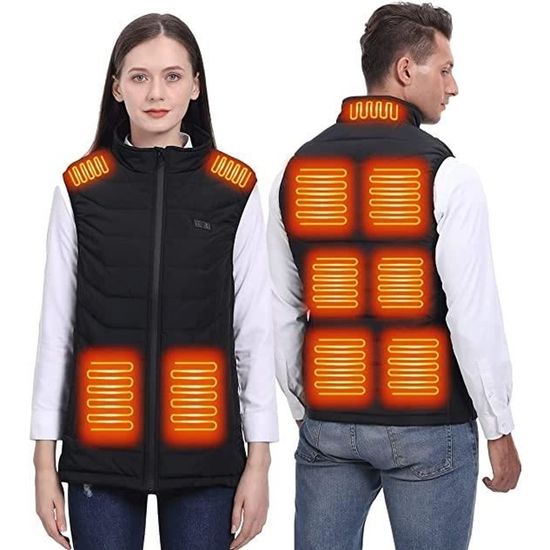 Bseical - Gilet chauffant USB, électrique pour homme/femme, gilet chauffant  lavable, avec 3 niveaux de chaleur, gilet chauffant pour moto, pêche, ski,  Noir , XL : : Mode