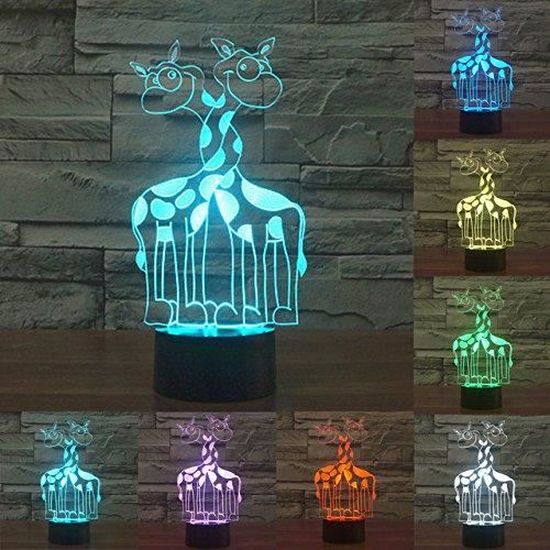 3D Nuit girafe LED Lampes Art Déco Lampe la couleur changeant lumières LED, Décoration Décoration Maison Enfants Meilleu HF115119