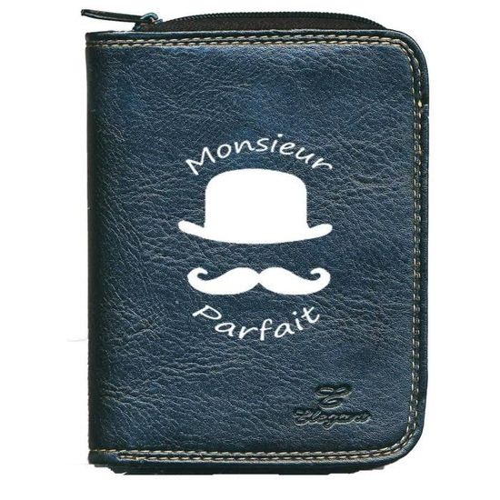 Porte-monnaie Monsieur Presque Parfait - Modèle Bleu Derrière La Porte, Pratique Et Fonctionnel Pour Homme