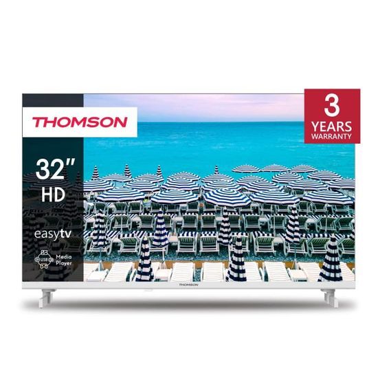 THOMSON 32" (81 cm) LED HD  Blanc Téléviseur - Easy TV - 32HD2S13W - 2023