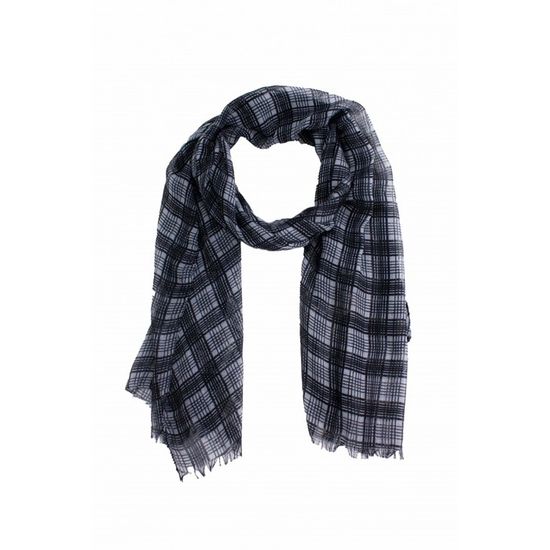 Foulard Valentini En Laine 100% - Noir Et Blanc - Occasion Élégant