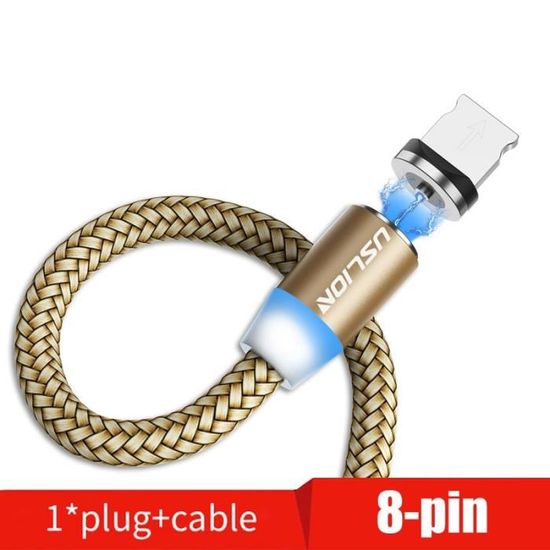 Câble Uslion USB C – 5A Recharge Rapide – 1m – Aluminium – Rouge/Bleu/Noir