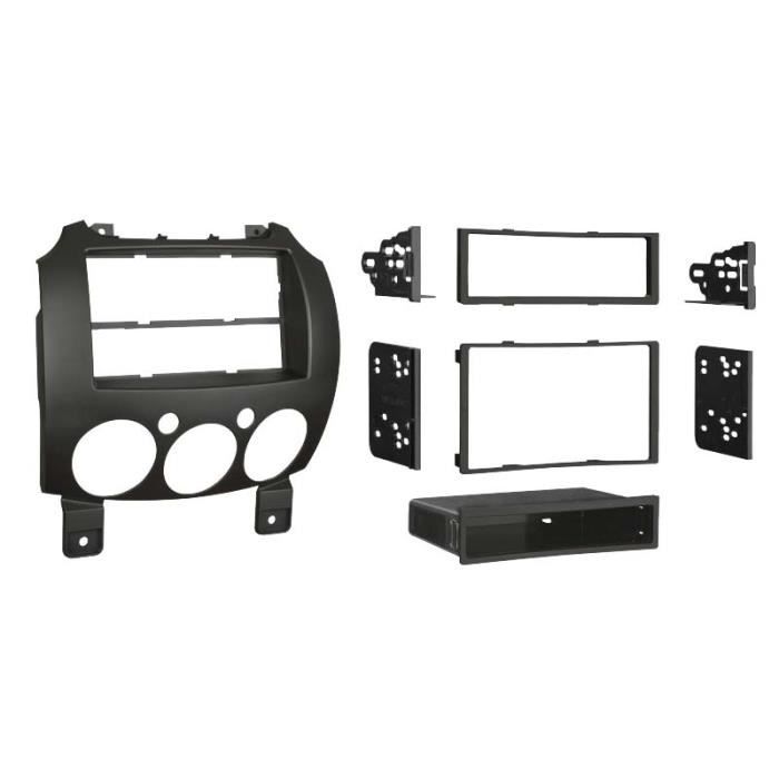 Adaptateur de façade 2-DIN avec vide poche Mazda 2 2007 > noir