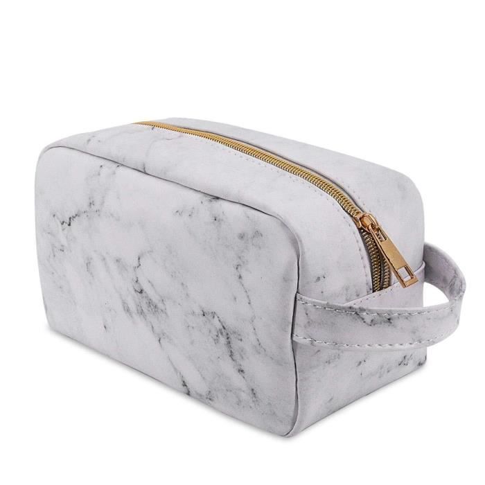 Bojly Sac de Maquillage Marbre, Trousse de Toilette Voyage Femme et Homme, Sac à Cosmétiques Pliable Imperméable Multifonctions en