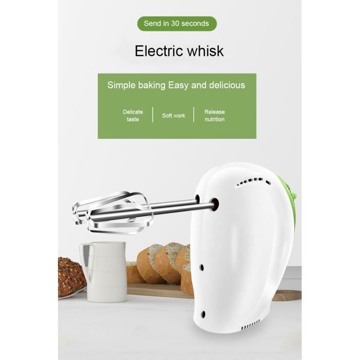 Mélangeur électrique à main à 5 vitesses, mélangeur de pâte de crème de lait, 2 fouets, batteur à oeufs