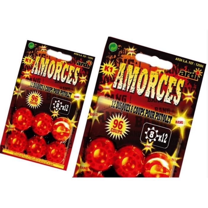 120 AMORCES 8 COUPS 10 PLAQUES DE 12 POUR PISTOLET