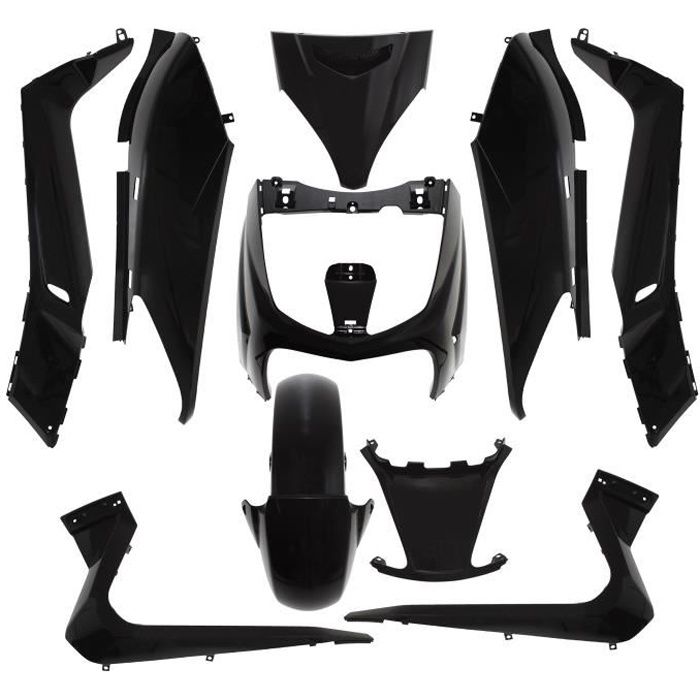 carenage maxiscooter adaptable yamaha 125 xmax 2006>2009/mbk 125 skycruiser 2006>2009 noir brillant (kit 10 pieces) -p2r-