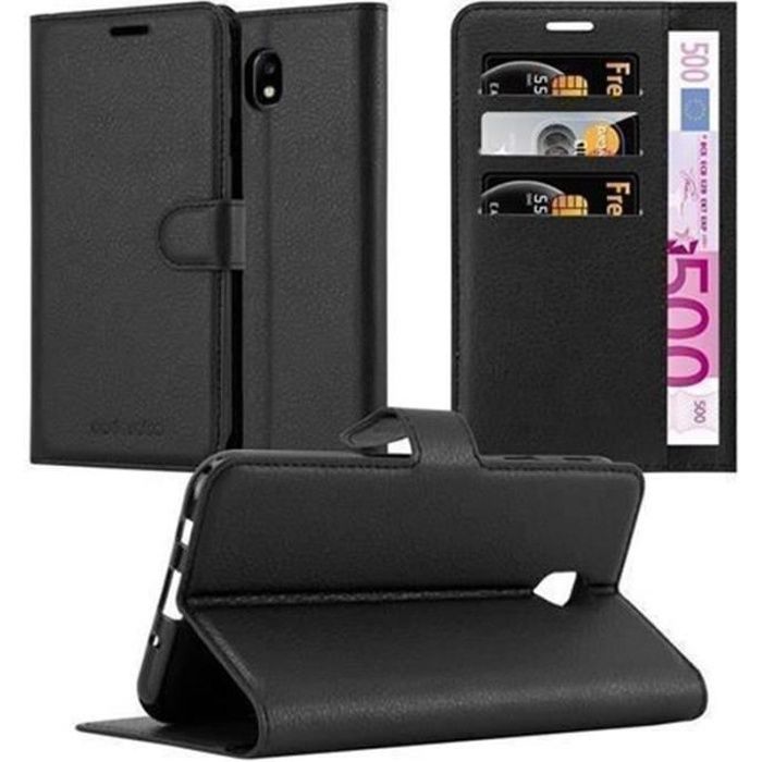 Cadorabo Coque Samsung Galaxy J3 2017 NOIR Housse Etui Case Cover Complète Protection Fermoire Magnétique supporte Stand fente carte