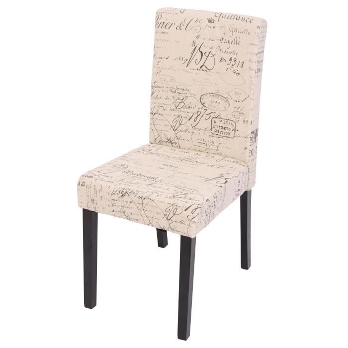 Lot de 2 chaises de séjour Littau, tissu words fabric, pieds foncés.