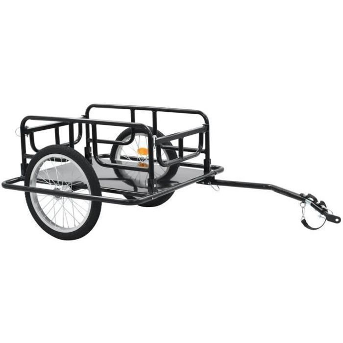Remorque de bicyclette Remorque de vélo 130x73x48,5 cm Acier Noir