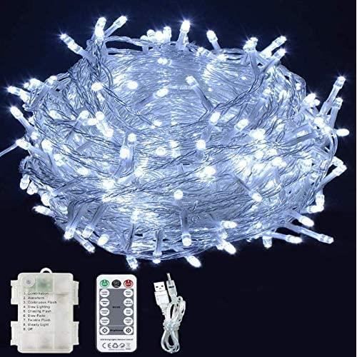 GUIRLANDE LUMINEUSE D'EXTERIEUR 13M 120LED Guirlande Lumineuse, Guirlande Lumineuse Intérieur et Extérieur 8 Modes d'éclairag-I349