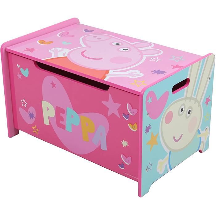 Coffre à jouets en bois / Coffre de rangement avec frein / Banc PEPPA PIG