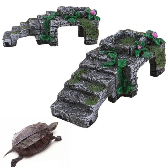 Décoration - aquarium,Échelle de roche d'eau aquatique, plate forme de Reptile en résine, tortue amphibie, Terrarium, - Type M