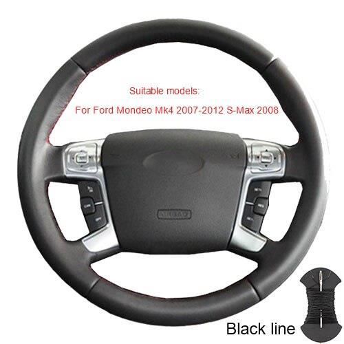 Couvre volant,Couvre volant pour Ford Mondeo Mk4 2007 2012 s max 2008 Ford Focus 3 2015 2018 Kuga 2016 - Type Black thread #B