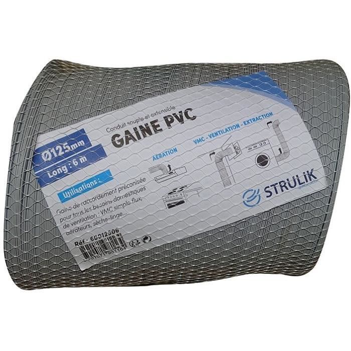 AUTOGYRE - Gaine souple pvc gris d.125mm 6ml filet