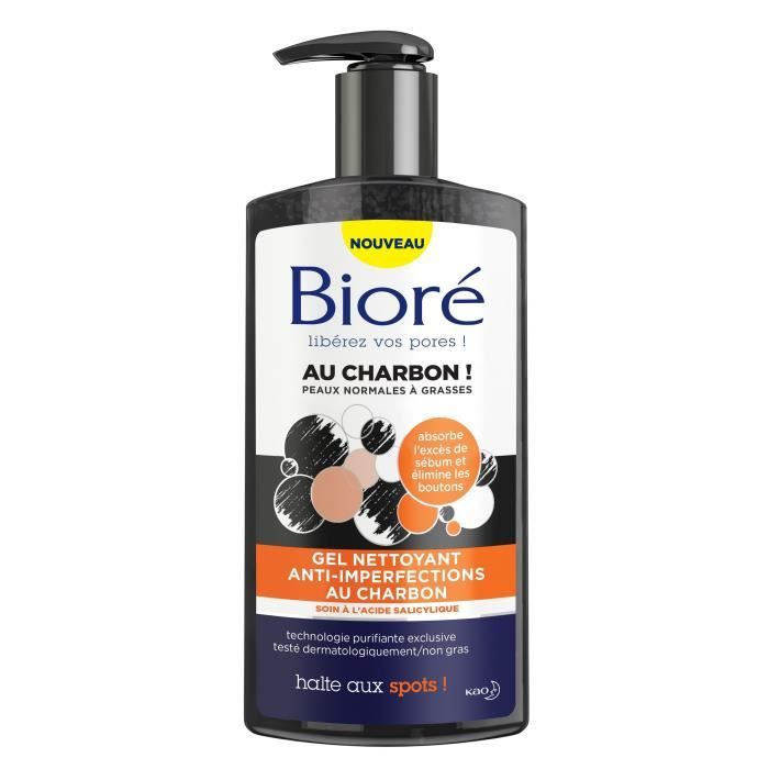 BIORÉ Gel nettoyant anti-imperfections au charbon - 200 ml