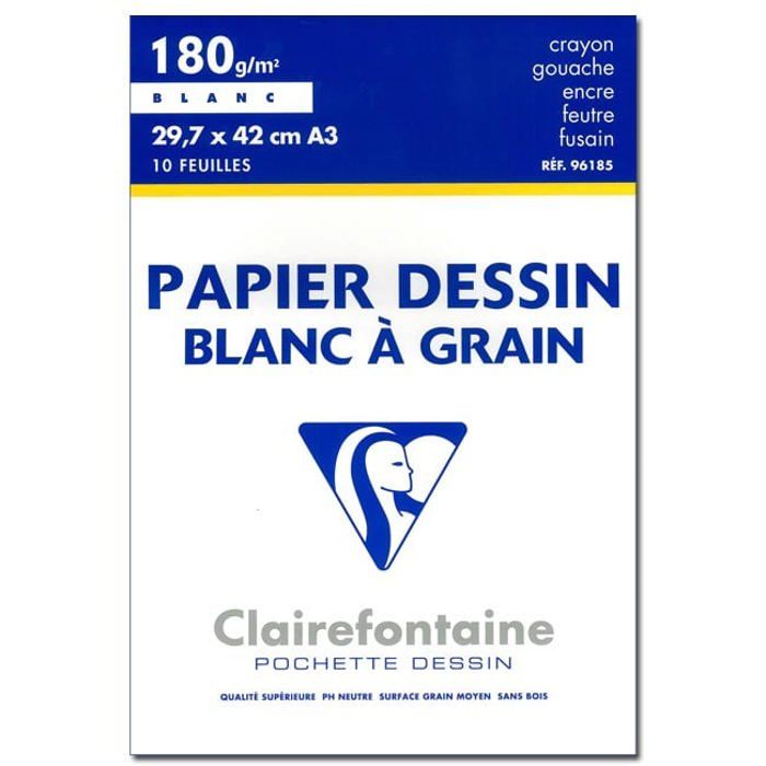 Pochette dessin à grain 29,7x42 10F 180 grammes…