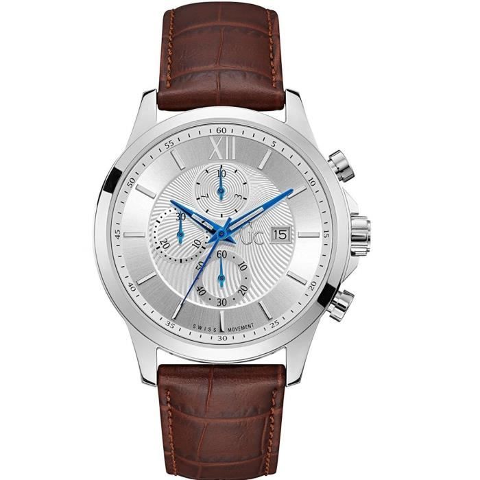 GC Gc Executive Homme 44mm Bracelet Cuir Marron Quartz Montre Y27002G1