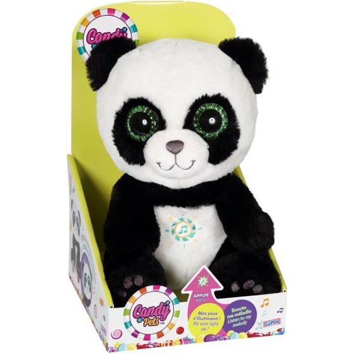 CANDY PETS Peluche Panda lumineux et sonore