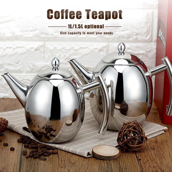 ARRIVEE Bouilloire Théière en Acier Inoxydable avec Filtre Grande Capacité (1L) pour Maison hôtel, café, bar