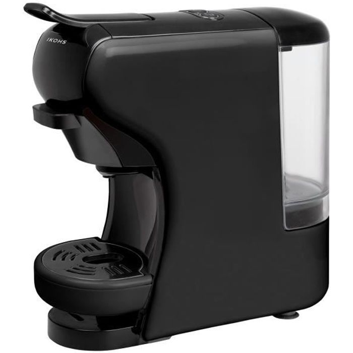 Machine à café Expresso et dosettes IKOHS POTTS noir compatible avec dosettes Nespresso, Dolce Gusto Starbucks et café moulu 19 Bar