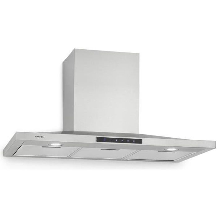 Klarstein Eliana Hotte murale aspirante 90 cm forme pyramide 620 m³-h classe B - Design inox