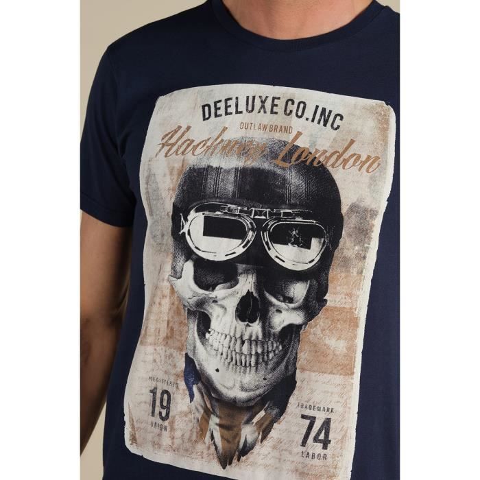 DEELUXE T-shirt dessin tête de mort CLEM Navy