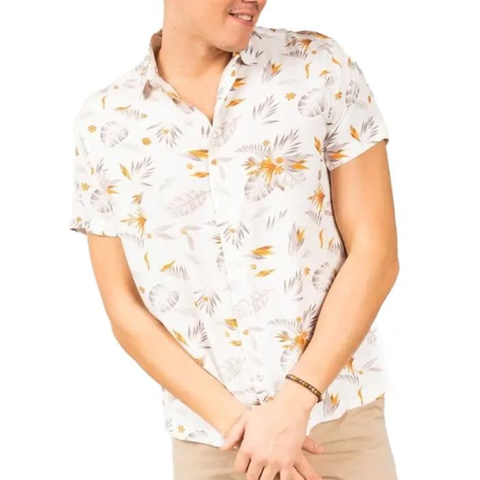 Chemise à fleurs Blanche Homme Deeluxe Pearl