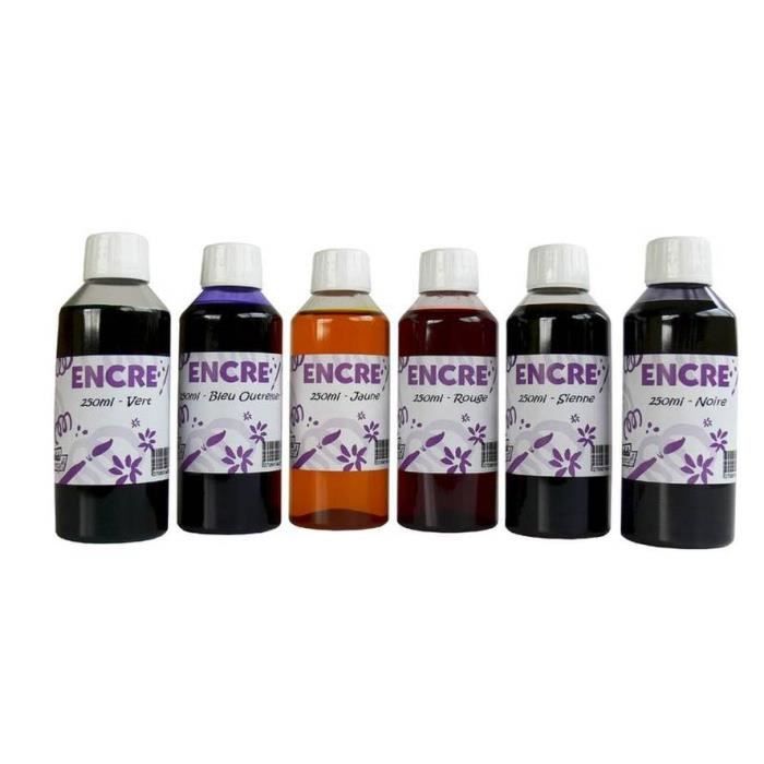 Encre à dessiner - Lot 6 encres de 250 ml - Oz international Multicolore - Assort.