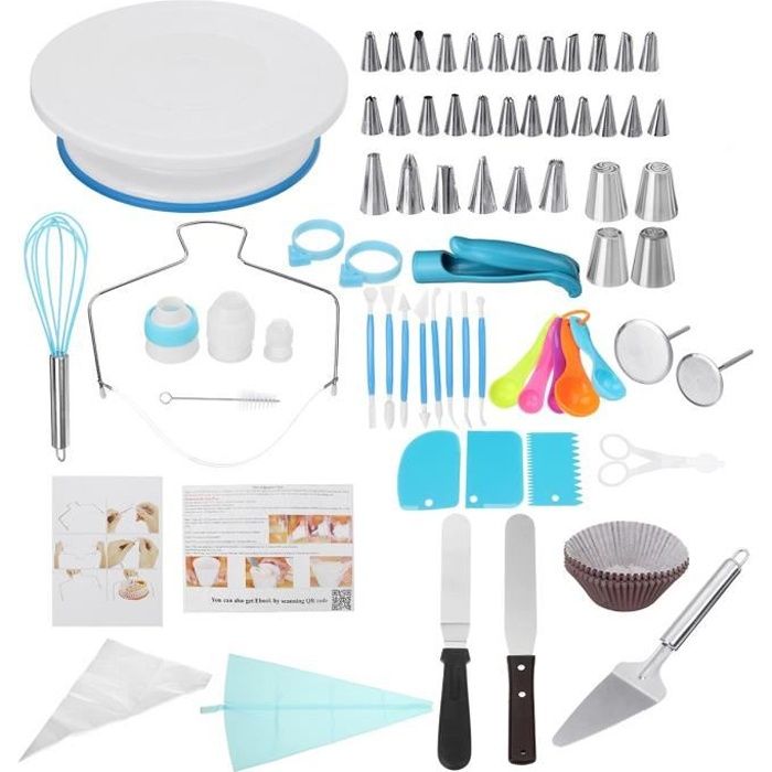 TEMPSA Kit Pâtisserie Moule à Gâteau Douille 207PCS avec Plateau Tournant de Gâteau Poche à Douille
