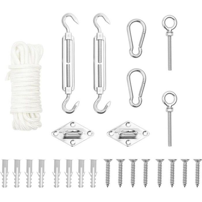 VidaXL Jeu d'accessoires de voile d'ombrage 9 pcs Acier inoxydable
