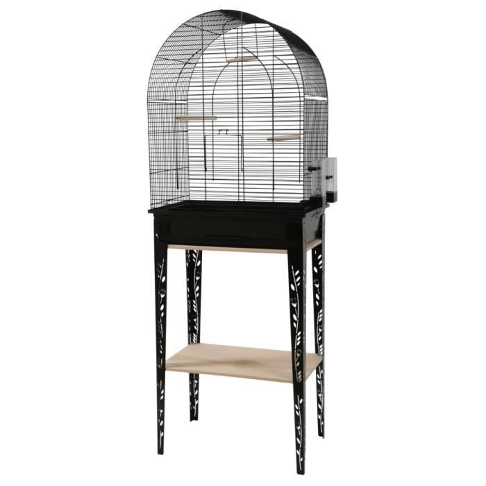 Cage Grillagée Oiseaux Avec Meuble Patio Noire Taille L -